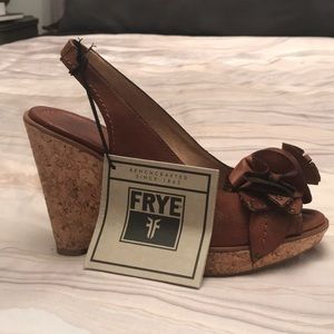 Frye wedge sandals. Never worn, tag on, no box.
